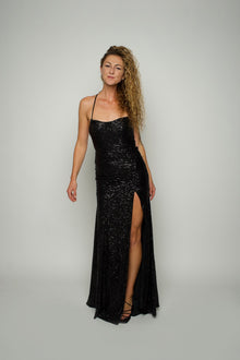  Strappy Sequin Gown