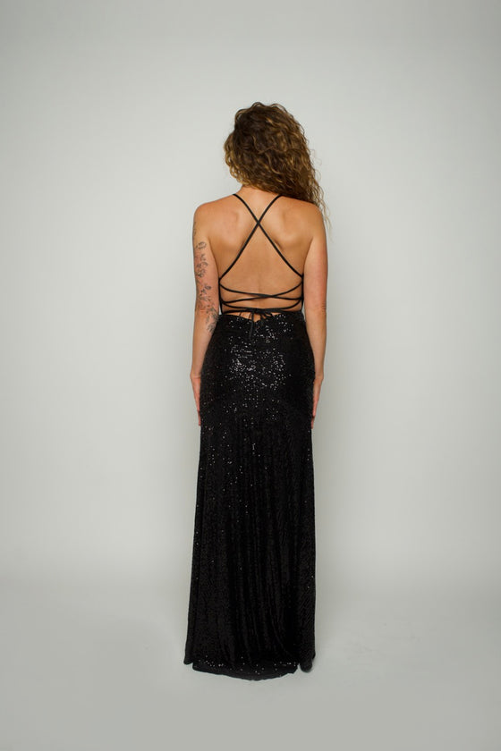 Strappy Sequin Gown