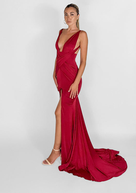 Orlena Jersey Gown | Red Orlena Gown | THE STRAND SD