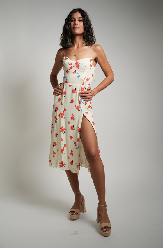 White and Red Juliette Dress | Juliette Midi Dress