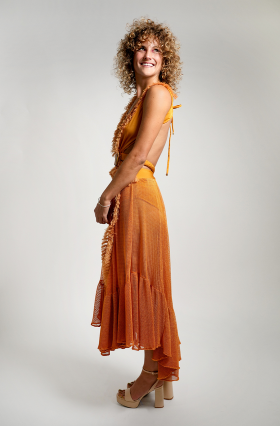 Orange Fringe Beach Dress | Fringe Party Dress | THE STRAND SD